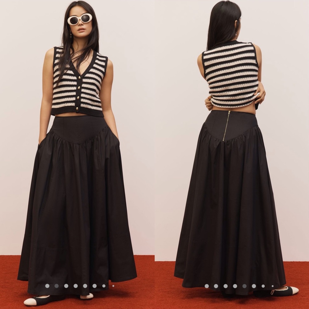 Anthropologie Maeve Drop Waist A line Maxi skirt